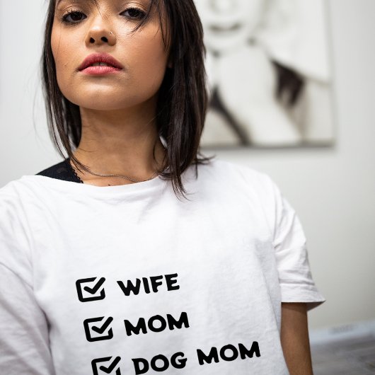 Simple Cute Checkbox Wife mama Dog mama T-shirt