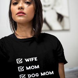 Simple Cute Checkbox Wife, mama, Dog mama zwart T-shirt