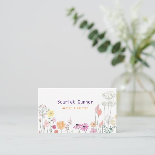 Simple Cute Floral Visitekaartje (Staand voorkant)