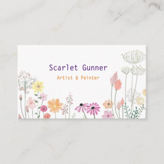 Simple Cute Floral Visitekaartje (Voorkant)