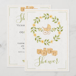 Simple Cute Floral WreatBaby shower Kaart