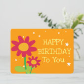 Simple Cute Flowers Happy Birthday Greetings Kaart (Staand voorkant)