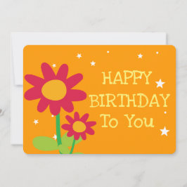 Simple Cute Flowers Happy Birthday Greetings Kaart