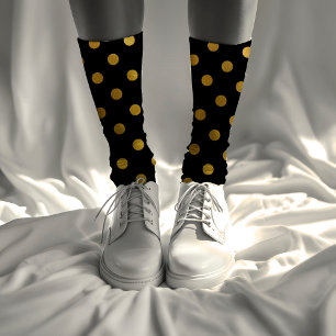 Simple Cute Girly Black en Gold Luxury Polka Dots Sokken