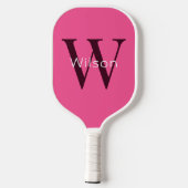Simple Cute & Girly Pink Monogram Initiaal & naam Pickleball Paddle (Achterkant)