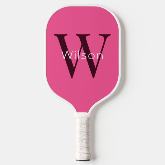Simple Cute & Girly Pink Monogram Initiaal & naam Pickleball Paddle (Voorkant)
