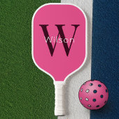 Simple Cute & Girly Pink Monogram Initiaal & naam Pickleball Paddle