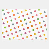 Simple Cute Girly White Multicolored Polka Dots Inpakpapier Vel (Voorkant 2)