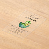 Simple Cute Green Dinosaur Birthday Party Invitati Acryl Uitnodigingen (Laagn)