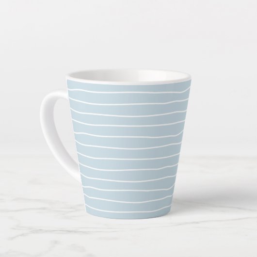 Simple Cute Light Blue Water Texture Wavy Stripe Latte Mok (Linkerhoek)