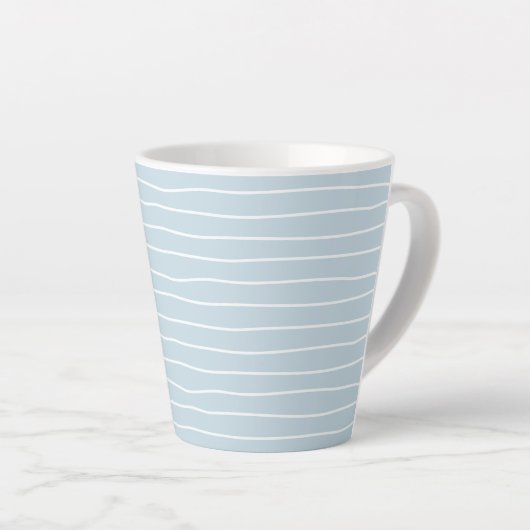 Simple Cute Light Blue Water Texture Wavy Stripe Latte Mok (Rechterhoek)
