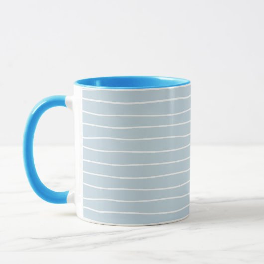 Simple Cute Light Blue Water Texture Wavy Stripe Mok (Links)