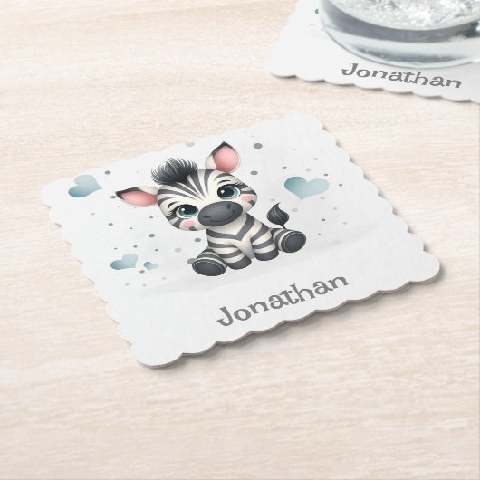 Simple cute little cartoon zebra  kartonnen onderzetters (Gebogen)