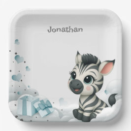 Simple cute little cartoon zebra papieren bordje