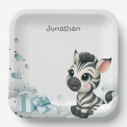 Simple cute little cartoon zebra papieren bordje (Voorkant)