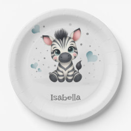 Simple cute little cartoon zebra papieren bordje