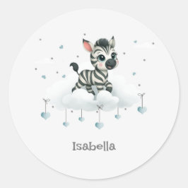 Simple cute little cartoon zebra ronde sticker