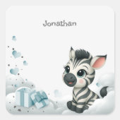 Simple cute little cartoon zebra  vierkante sticker (Voorkant)