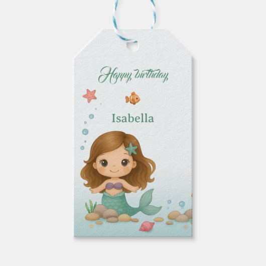 Simple cute little mermaid cadeaulabel (Voorkant)