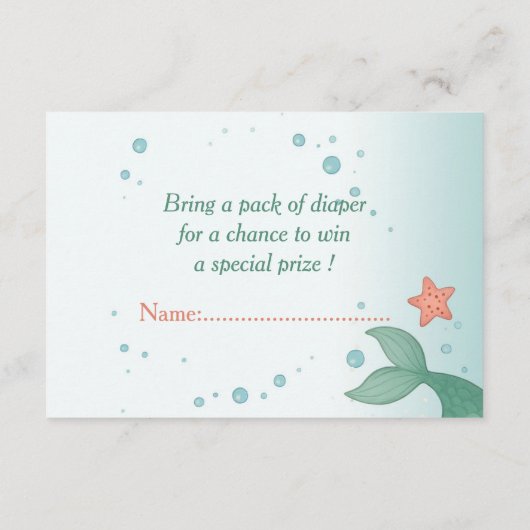 Simple cute little mermaid enclosure card informatiekaartje (Achterkant)