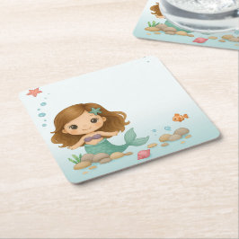 Simple cute little mermaid kartonnen onderzetters