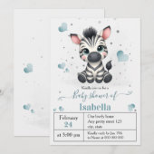 Simple cute little zebra baby shower kaart (Voorkant / Achterkant)