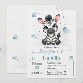 Simple cute little zebra baby shower kaart