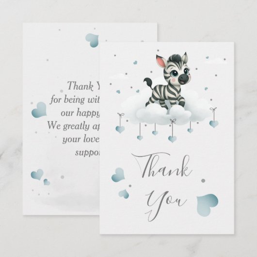 Simple cute little zebra bedankkaart (Voorkant / Achterkant)
