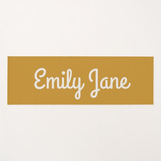 Simple Cute Mustard Yellow Script Personalized Yogamat (Voorkant (horizontaal))