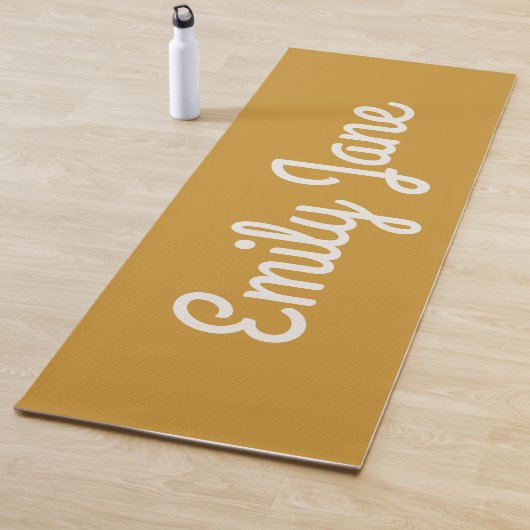 Simple Cute Mustard Yellow Script Personalized Yogamat (In situ)
