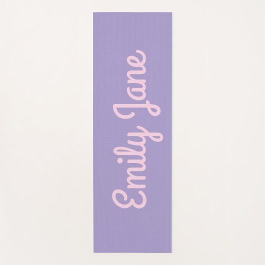 Simple Cute Pink and Purple Script Personalized Yogamat (Voorkant)