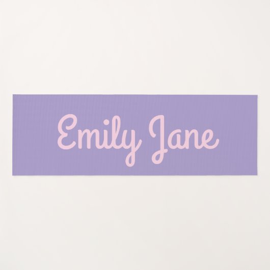 Simple Cute Pink and Purple Script Personalized Yogamat (Voorkant (horizontaal))