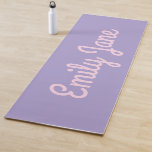 Simple Cute Pink and Purple Script Personalized Yogamat<br><div class="desc">This personalized yoga mat features a lavender purple background paired with soft pink script lettering for a playful, modern look. Designed to add personality to home workouts, yoga sessions, and studio classes while making it easy to spot your mat. A fun and thoughtful option for anyone who loves movement, wellness,...</div>