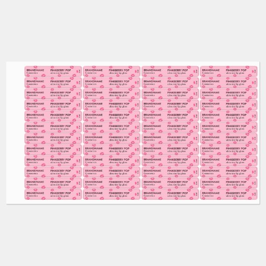 Simple Cute Pink Berry Pop Custom Lip Gloss & Tint Labels (Vel)