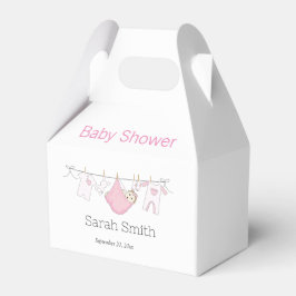Simple Cute Pink Girl Clothesline Baby shower Bedankdoosjes