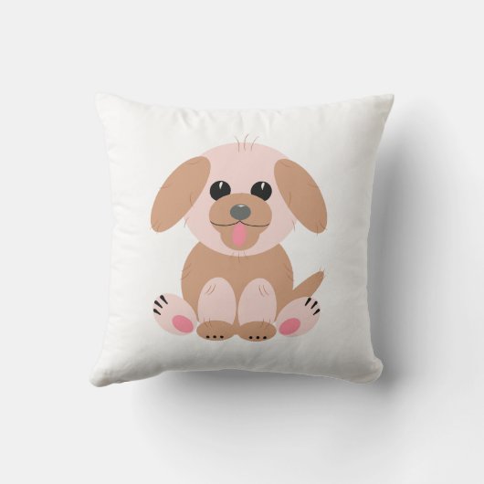 Simple Cute Puppy Dog Pastel Cartoon Kussen (Achterkant)