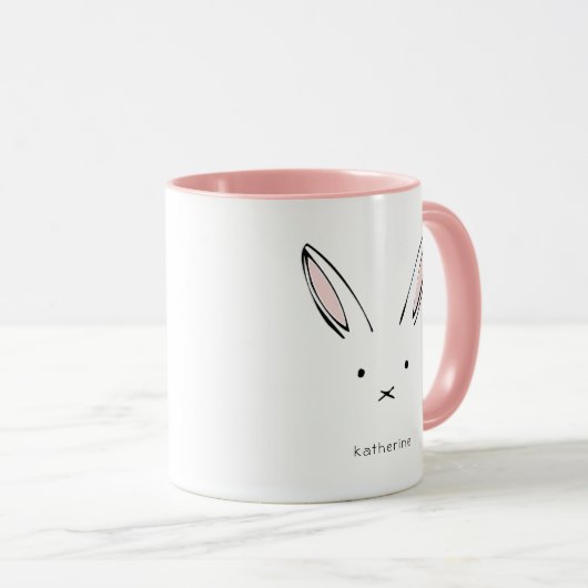 Simple Cute Rabbit Girly Personalizeerd Mok (Voorkant rechts)