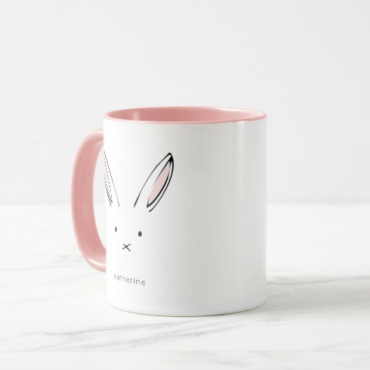 Simple Cute Rabbit Girly Personalizeerd Mok (Voorkant links)