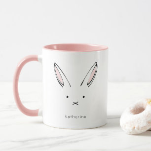 Simple Cute Rabbit Girly Personalizeerd Mok