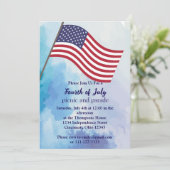 Simple Cute Red White Blue, vierde juli vlag Kaart (Staand voorkant)