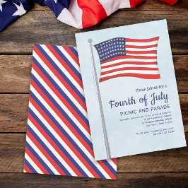 Simple Cute Red White Blue, vierde juli vlag Kaart