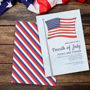 Simple Cute Red White Blue, vierde juli vlag Kaart