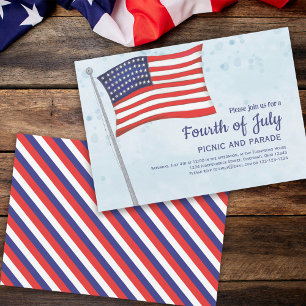 Simple Cute Red White Blue, vierde juli vlag Kaart
