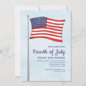 Simple Cute Red White Blue, vierde juli vlag Kaart (Voorkant)