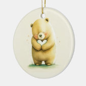 Simple Cute Sad Beer die een hartkunstwerk vasthou Keramisch Ornament (Links)