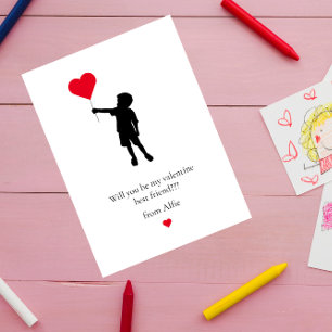 Simple cute school kids modern valentines feestdagenkaart