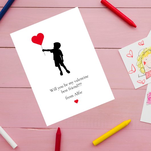 Simple cute school kids modern valentines feestdagenkaart