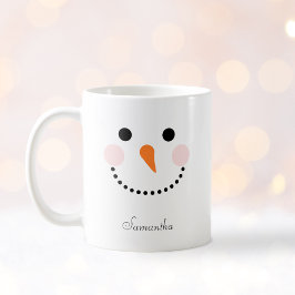 Simple Cute Snowman Face Name Koffiemok