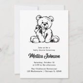Simple Cute Teddy Bear | Uitnodiging tot Baby show (Voorkant)