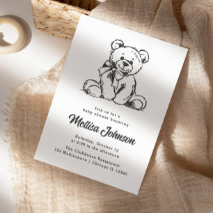 Simple Cute Teddy Bear Uitnodiging tot Baby show